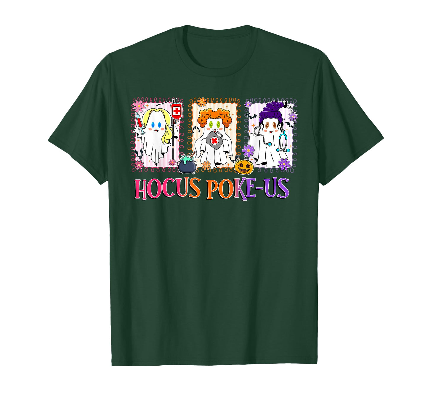 Happy Halloween Hocus Poke-Us Cute Ghost Nurse Spooky Season T-Shirt