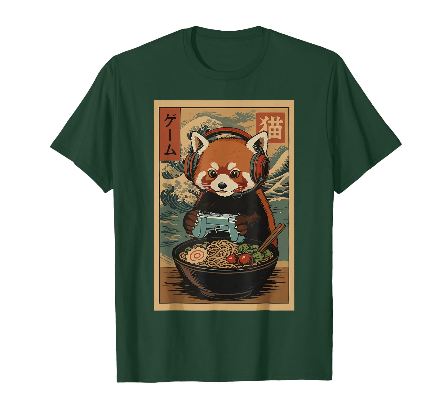 Kawaii Japanese Ramen Red Panda Retro Gaming Shirts for Men T-Shirt