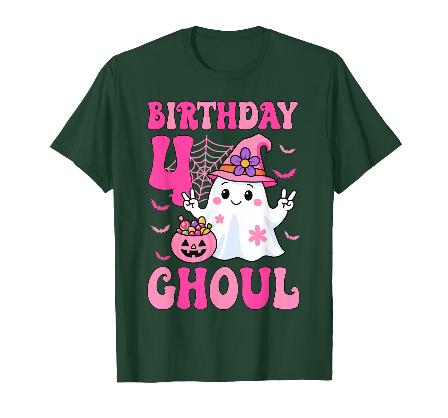 I'm 4 Years Old Girls Cute Ghost It's My 4th Birthday Ghoul T-Shirt