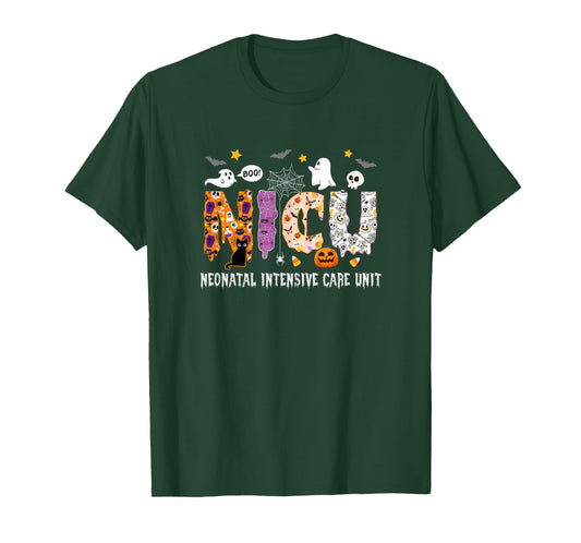 Nicu Nurse Halloween Spooky Ghose Neonatal Intensive Care T-Shirt