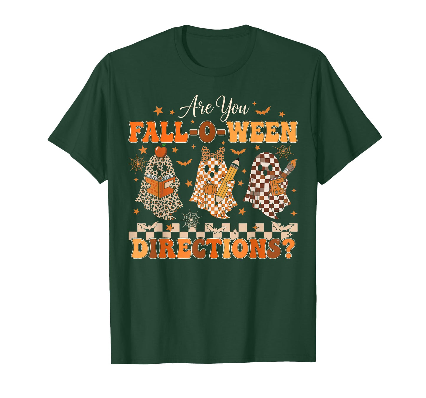 are You Fall O Ween Directions Funny Teacher Halloween Ghost T-Shirt