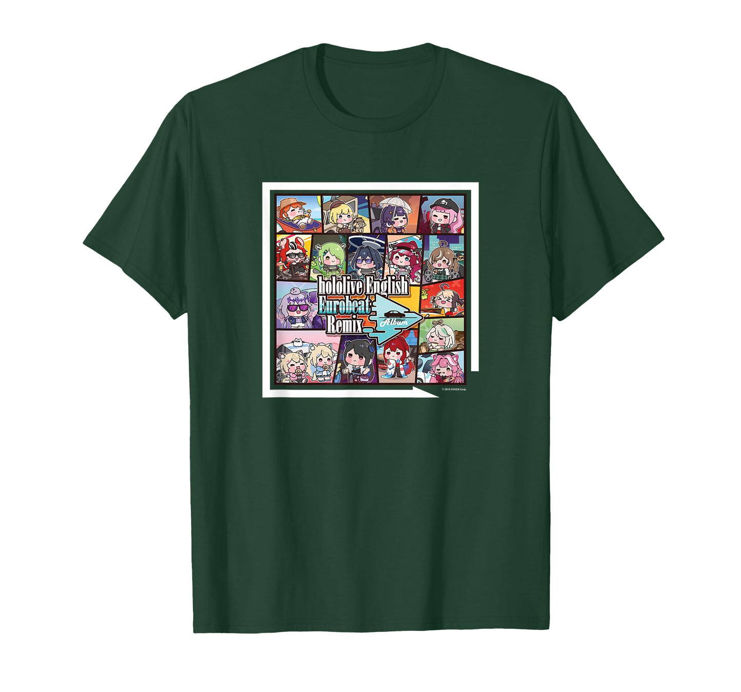 hololive Production Unisex-Adults Black Short Sleeve T-Shirt - hololive English Eurobeat Remix Album Merchandise T-Shirt - Small