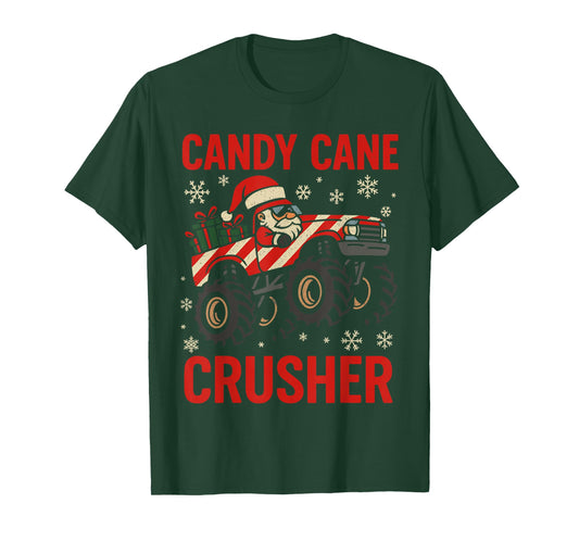 Funny Toddler Christmas Pajamas, Monster Truck Candy Cane T-Shirt