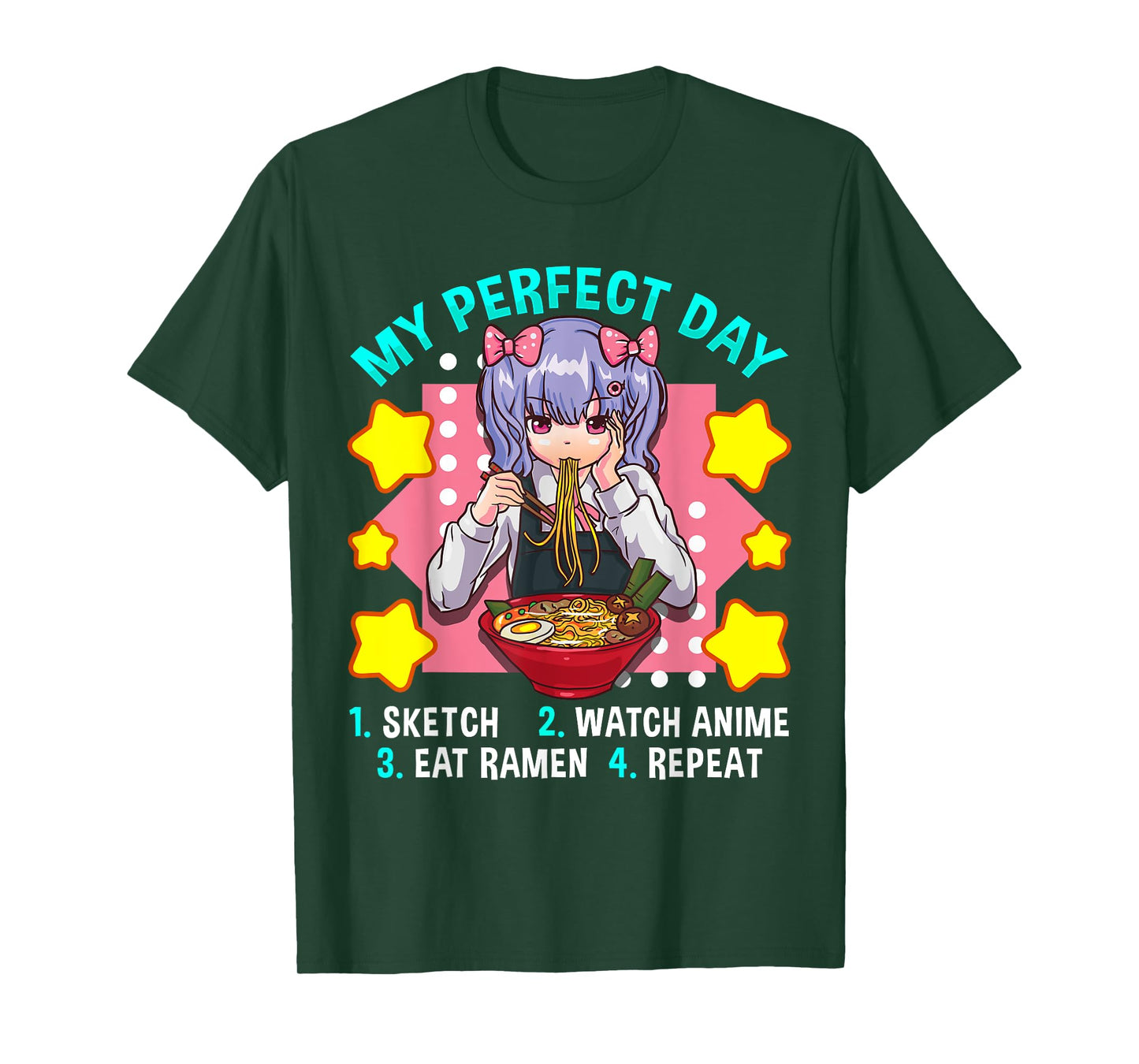 My Perfect Day Sketch Watch Anime Eat Ramen Repeat T-Shirt