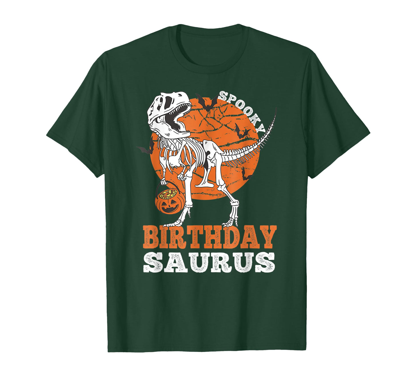 Vintage Spooky Birthday Saurus Dinosaur Skeleton Rex Pumpkin T-Shirt