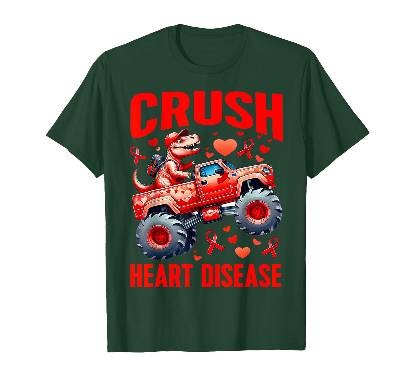 Heart Disease Awareness Month Monster Truck Toddler Boy Kids T-Shirt