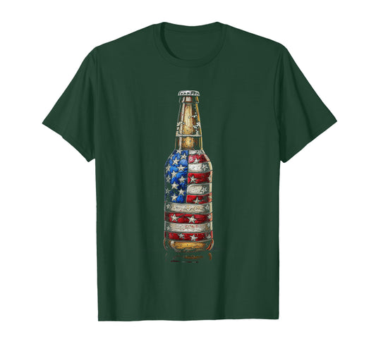 American Flag Beer Bottle T-Shirt