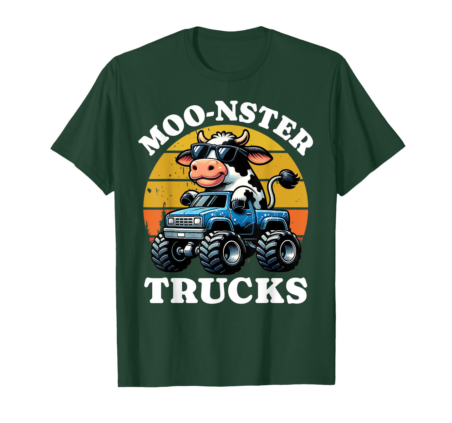 Moo Cow Monster Truck Boys Kids Farm Animals Cute Pun T-Shirt