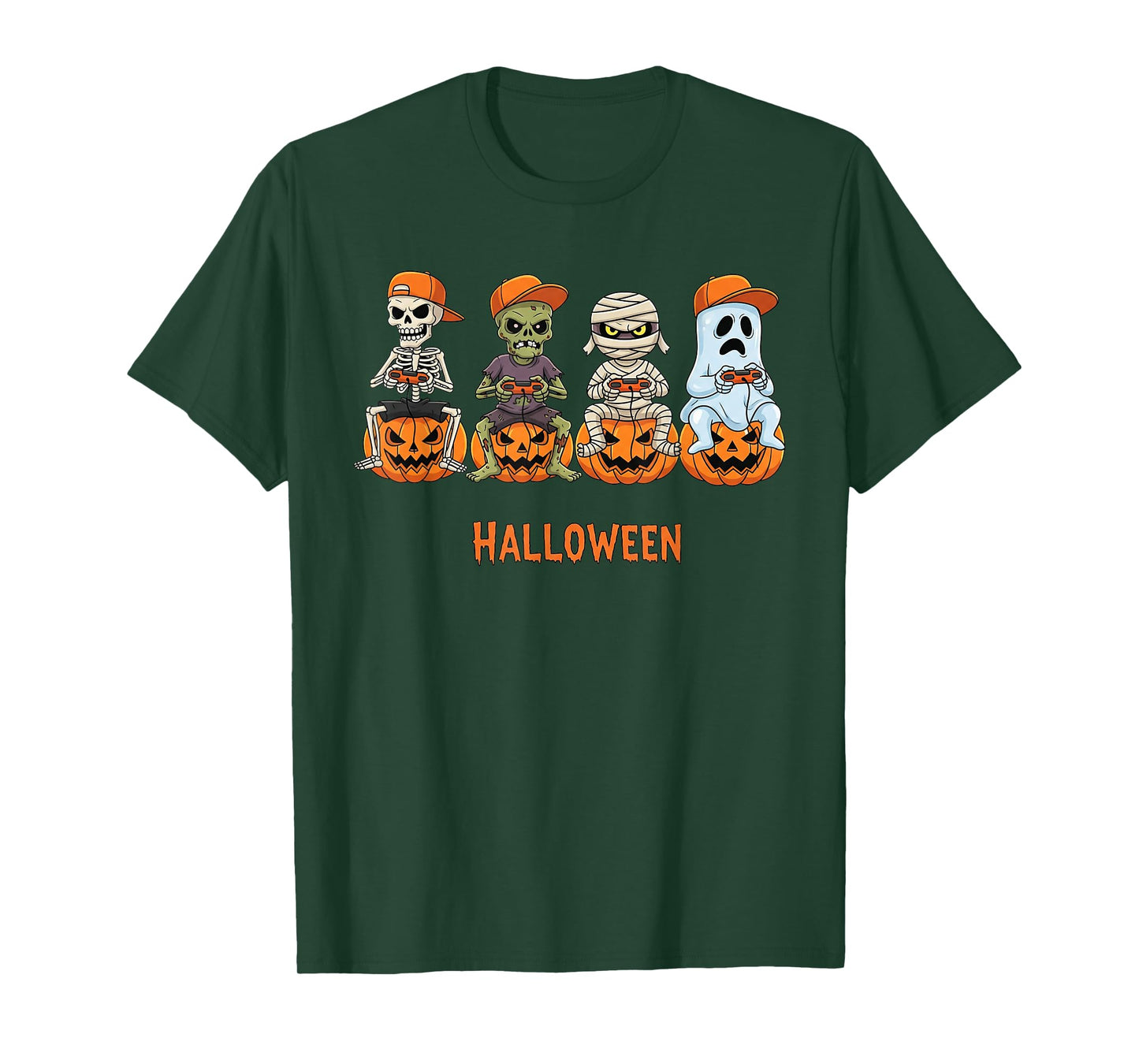 Halloween Skeleton Zombie Mummy Ghost Gamer Boys Men Kids T-Shirt