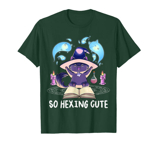 Cat Witch Halloween Creepy Witchy Black Cat Witch Costume Men Women Kids T-Shirt