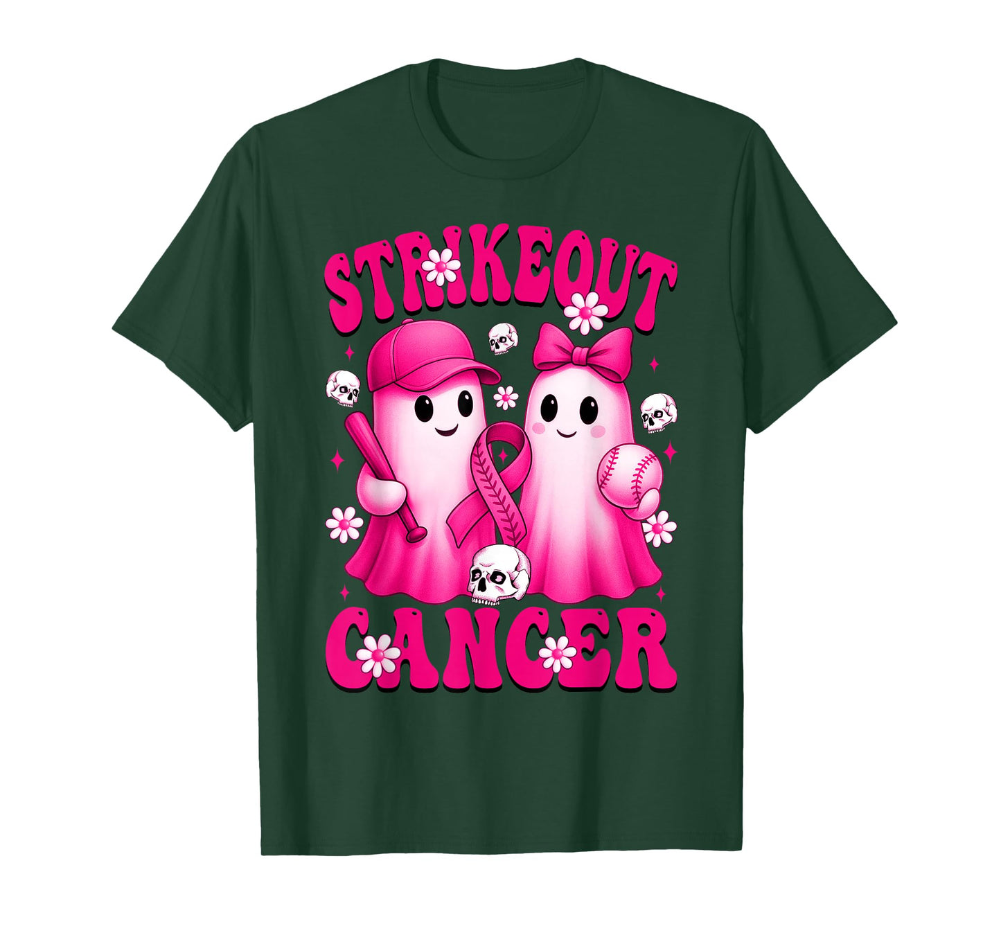 Strikeout Breast Cancer Awareness Warriors Ghost Baseball T-Shirt