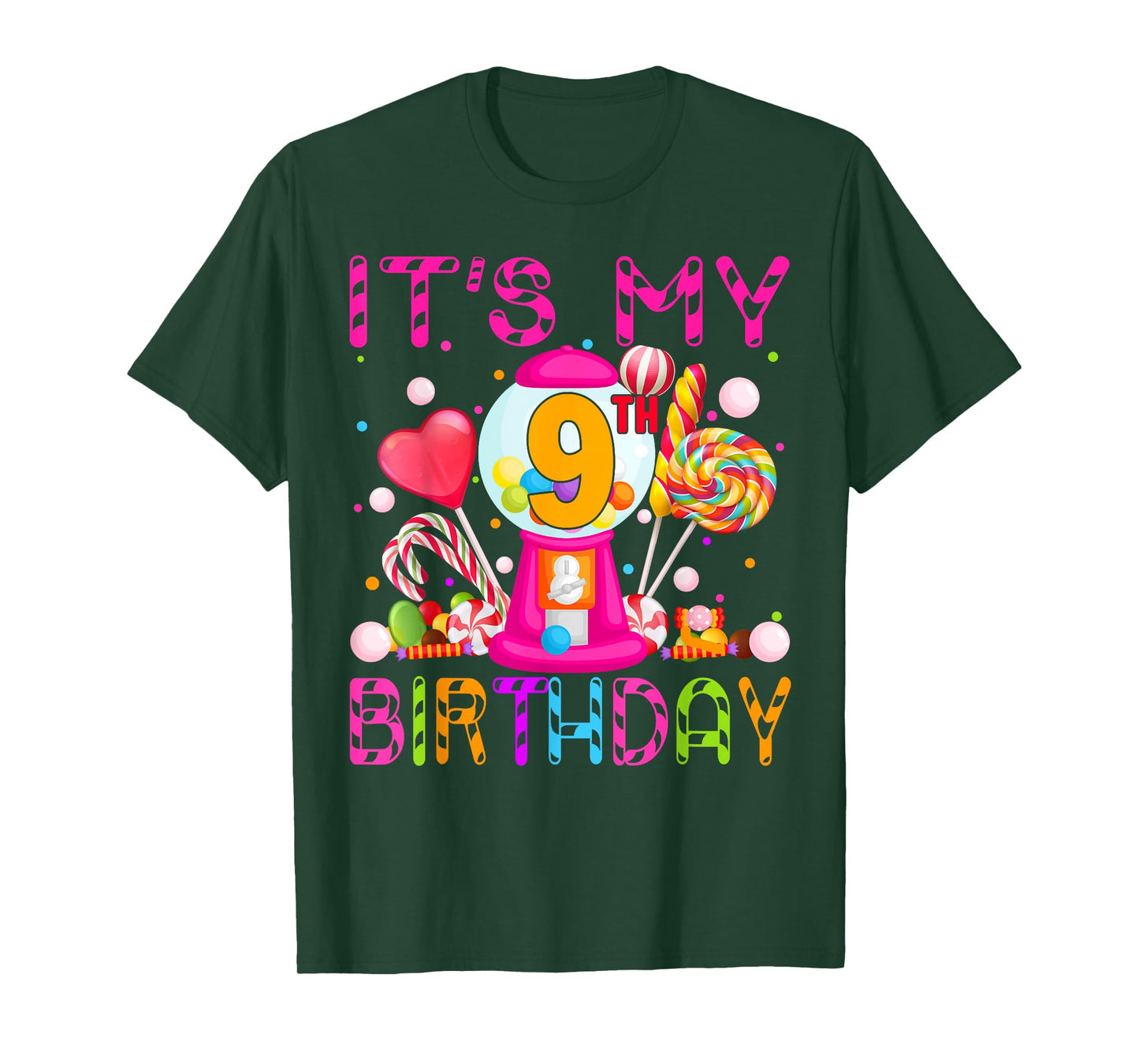 Its My 9th Birthday Candy Candyland Birthday Girl 9 Year Old T-Shirt