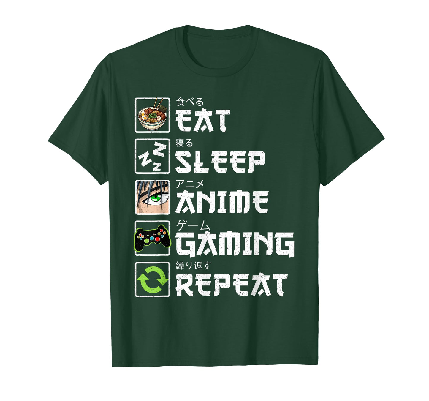 Eat Sleep Anime Gaming Repeat Funny Kawaii Anime Video Gamer T-Shirt