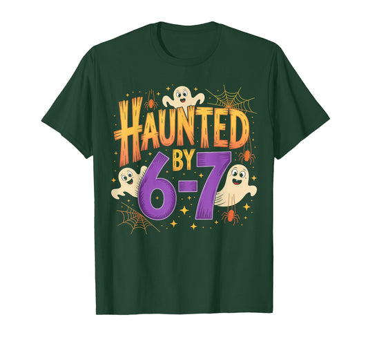 Haunted by 6-7 Halloween Ghosts and Spiders Design T-Shirt