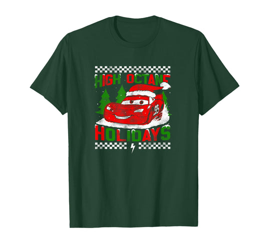 Disney Pixar Christmas Cars Lightning High Octane Holidays T-Shirt