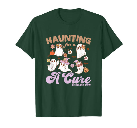 Oncology Nurse Halloween, Haunting For A Cure Oncology Crew T-Shirt