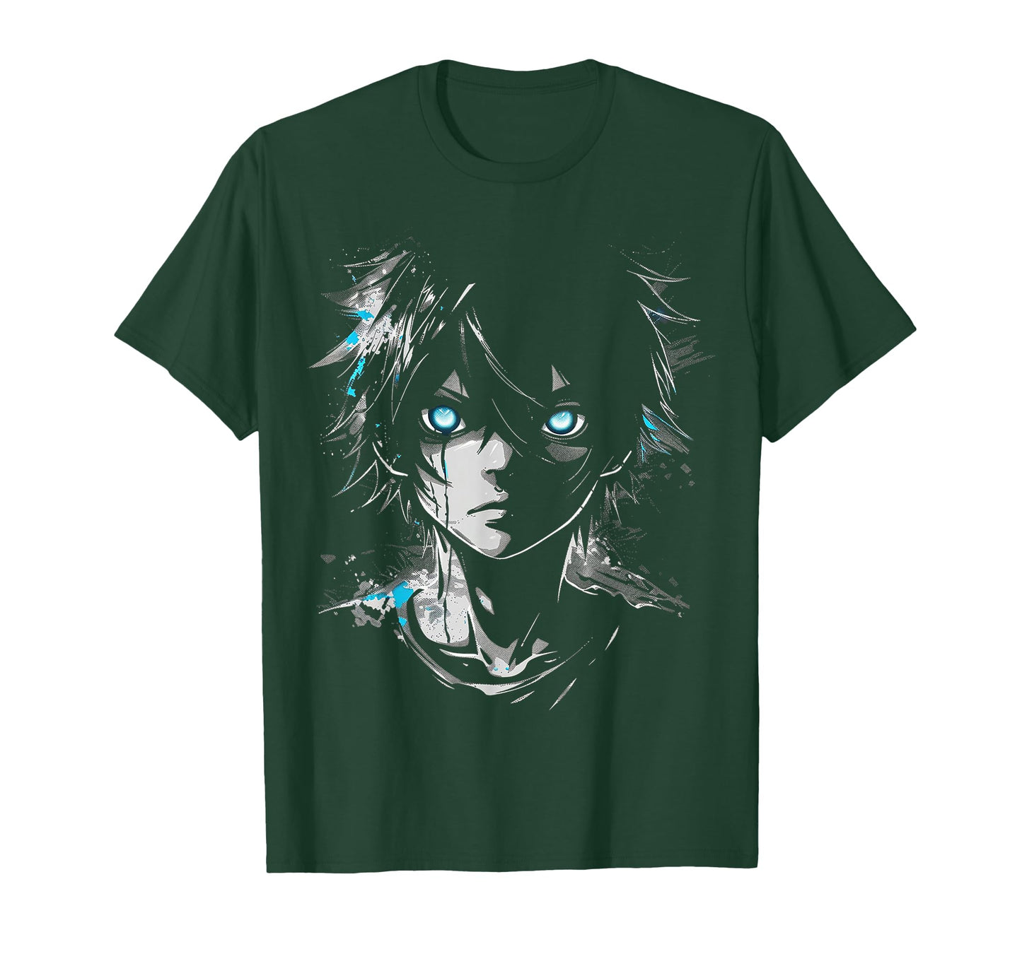 Anime Manga Motif Blue-Eyes Illustration Anime T-Shirt