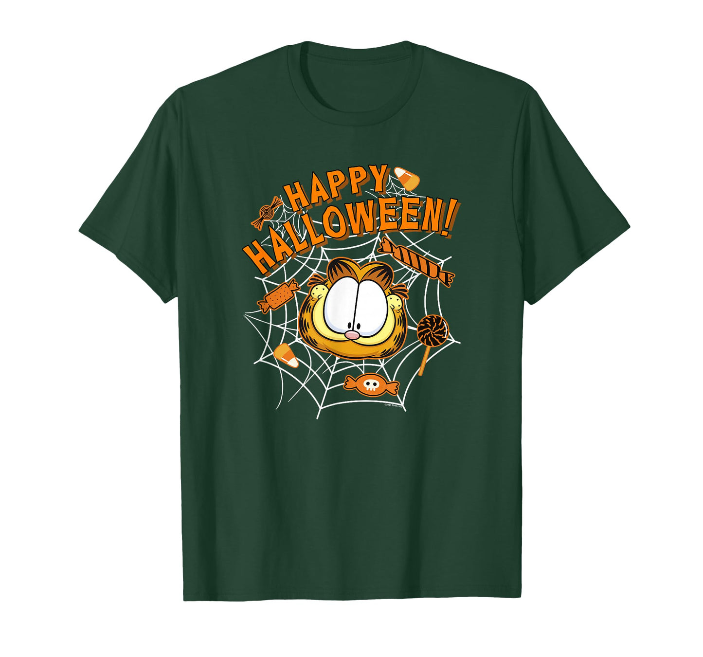Garfield Halloween Spiderweb Candy Garfield Big Face T-Shirt