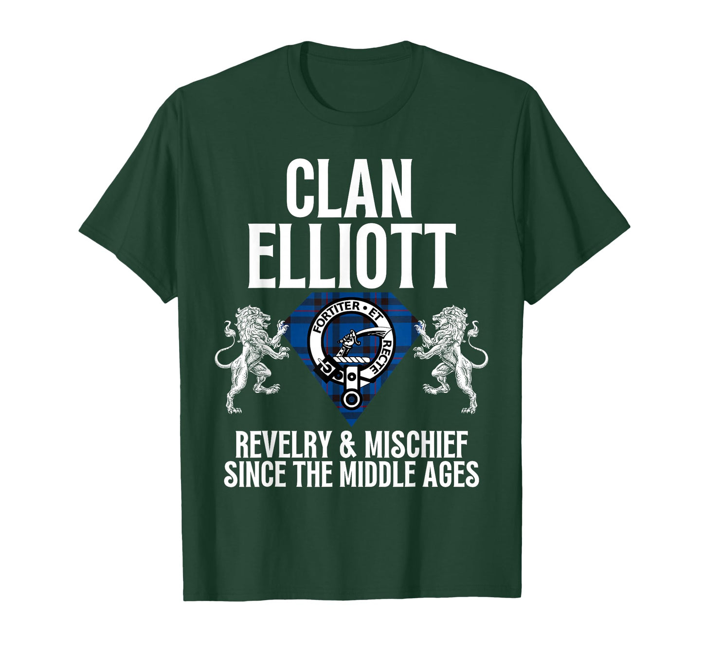 HighlandFour Elliott Clan Scottish Name Coat Of Arms Tartan Family Party T-Shirt