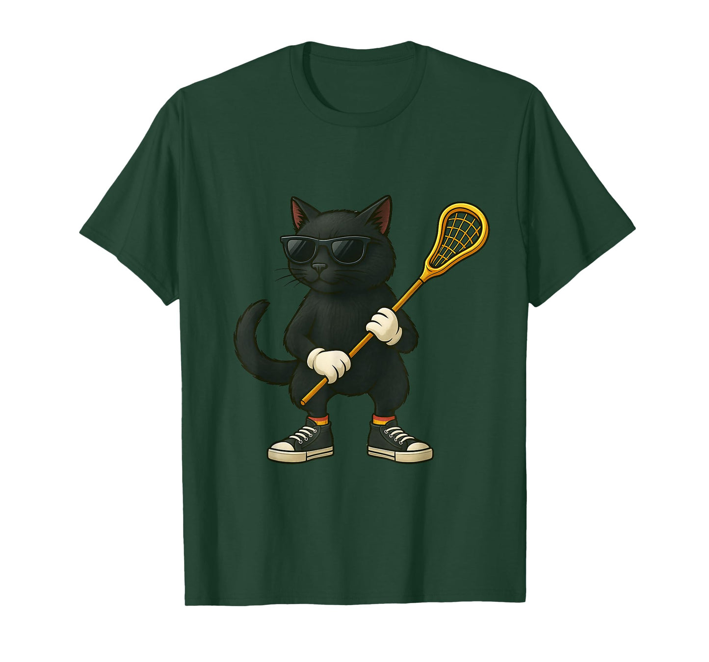 Funny Lacrosse LAX Black Cat Kids Men Women Lacrosse Player T-Shirt