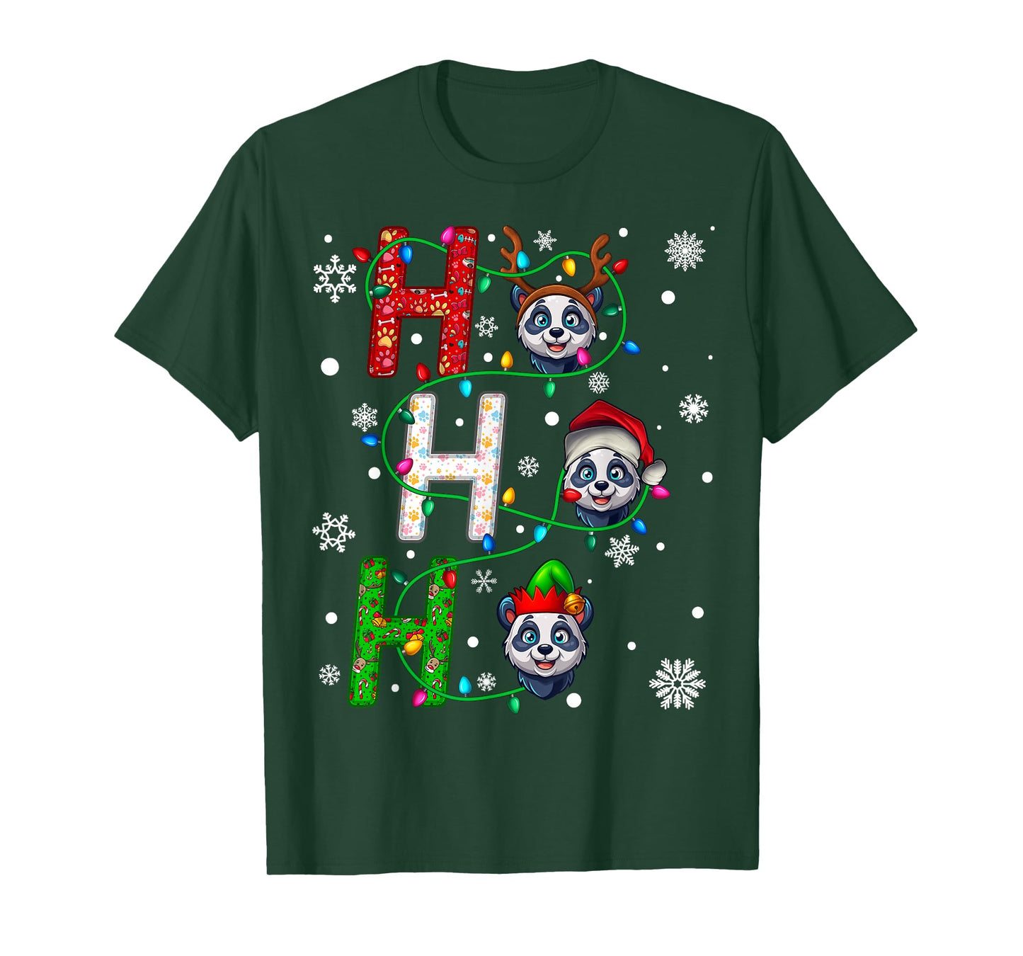 Matching Christmas Santa Hat Ho Ho Ho Panda Animal Xmas T-Shirt