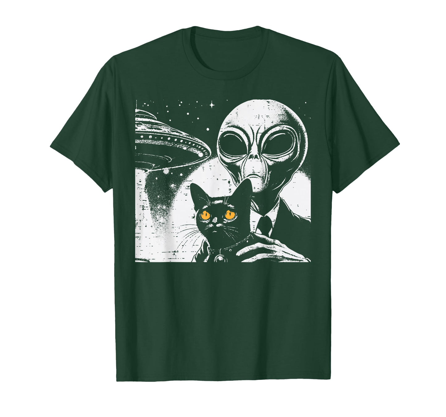 Alien With Cat Funny Ufo Space Pet Women Girls Kids Men T-Shirt