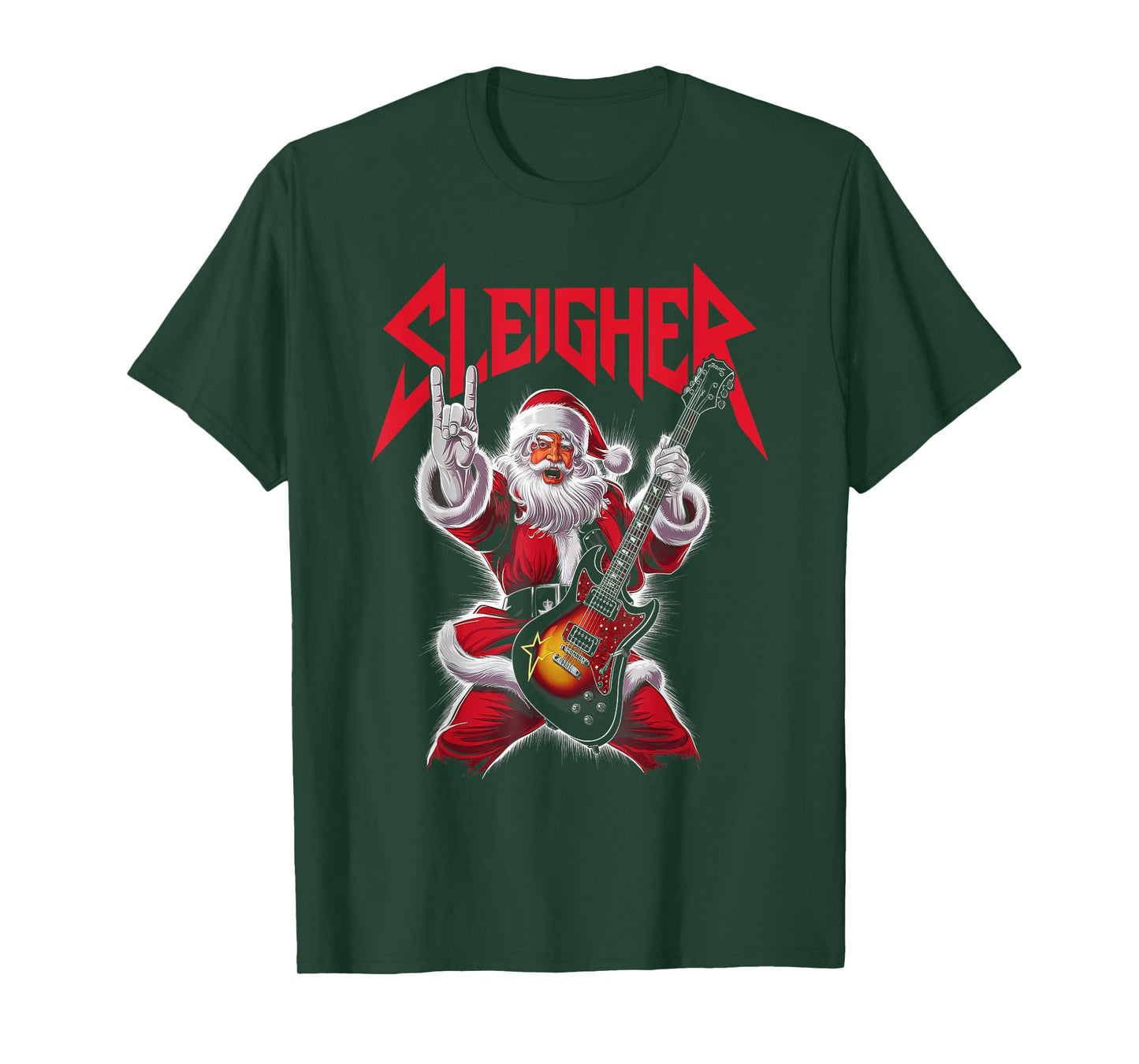 Christmas Sleigher Santa Rock Xmas Rocker Men Women Kids Boy T-Shirt