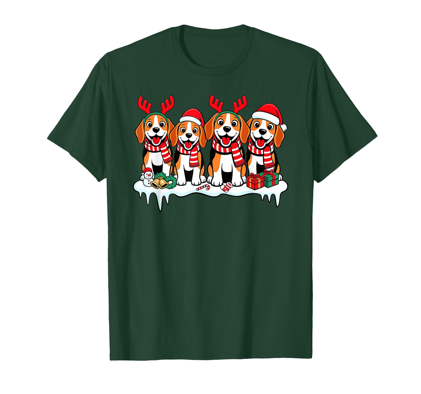 Beagle Dog Christmas Matching Family Pajama Xmas Santa T-Shirt