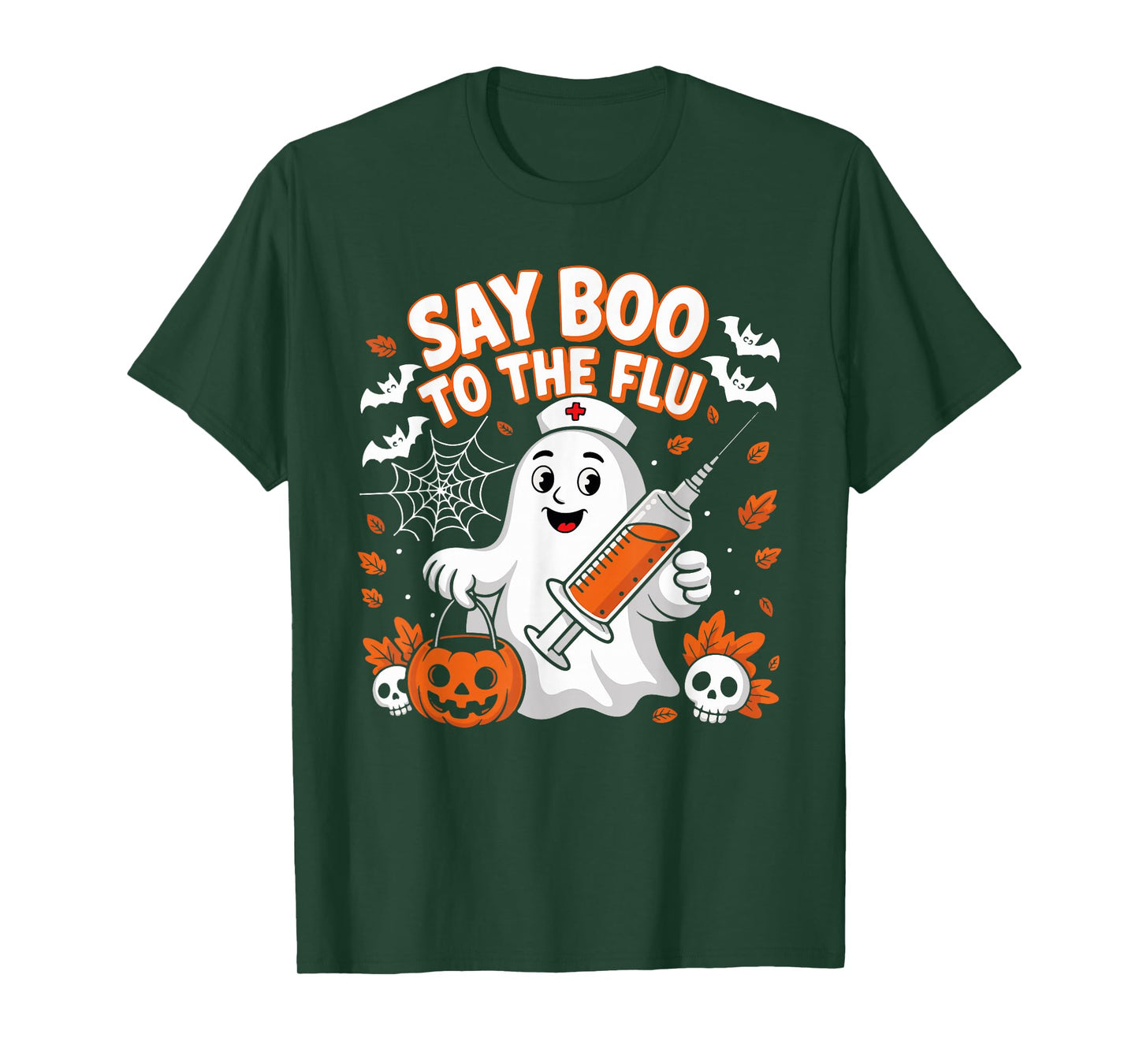 Say Boo to The Flu Ghost Nurse Halloween T-Shirt
