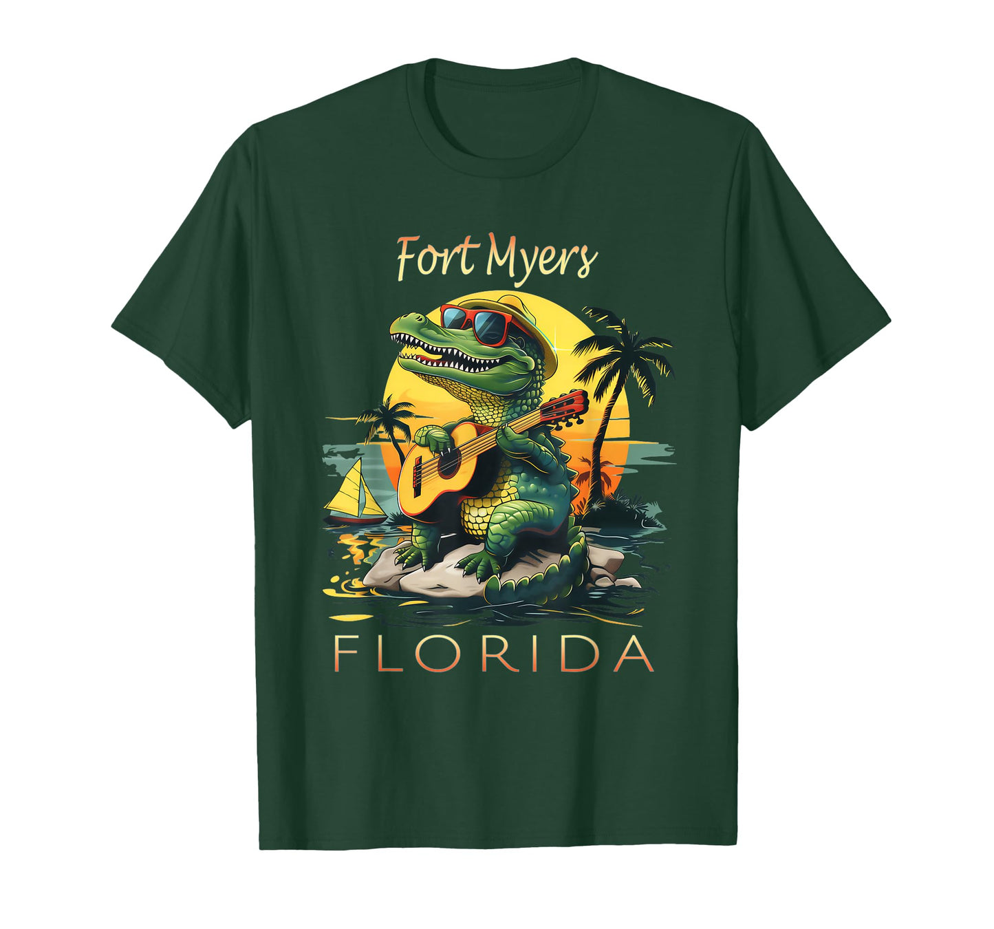 Fort Myers Florida Vacation Cute Alligator Sunset Souvenir T-Shirt