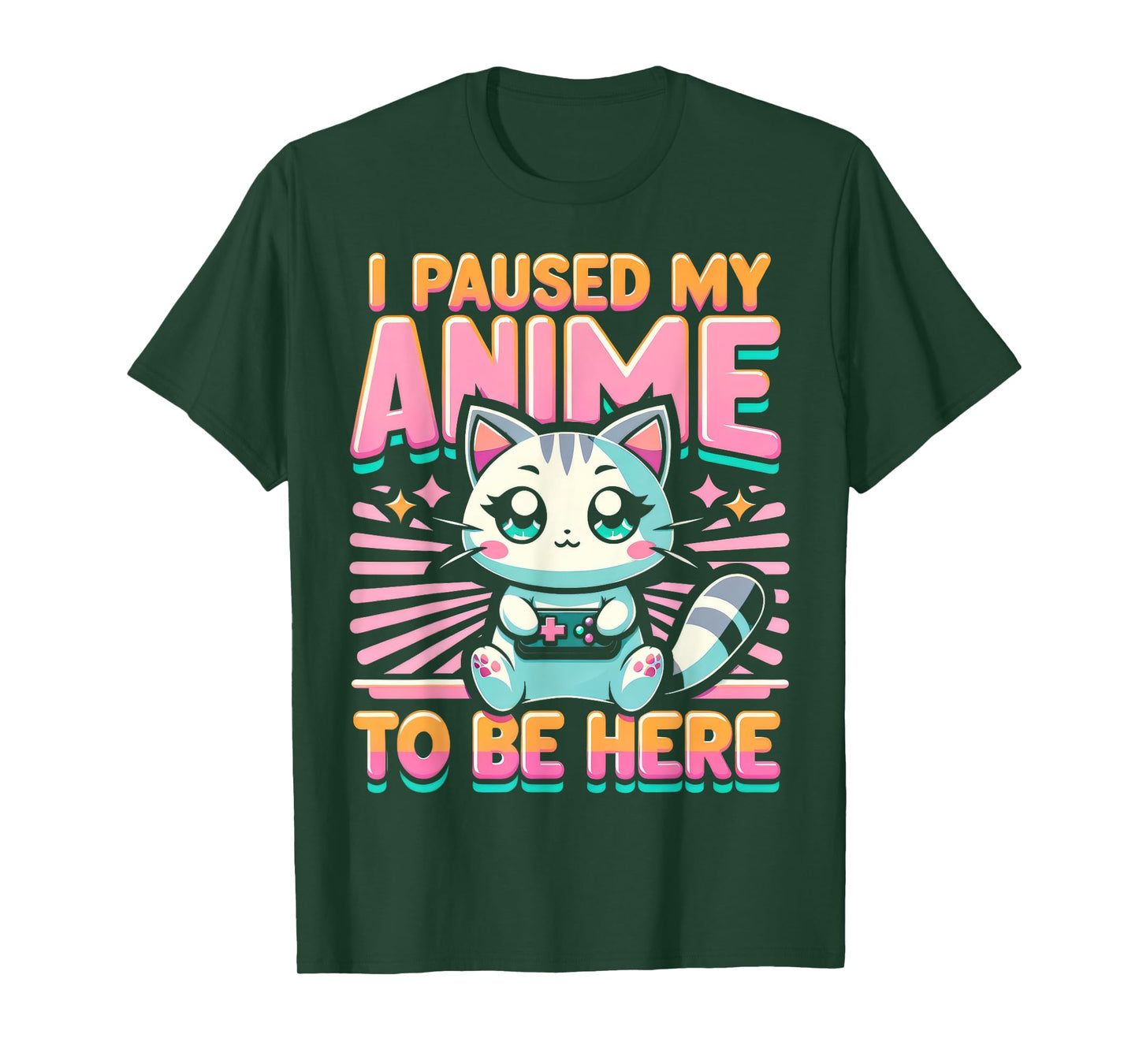 Cute Anime Cat I Paused My Anime Japanese Kawaii Neko Men Women Kids T-Shirt