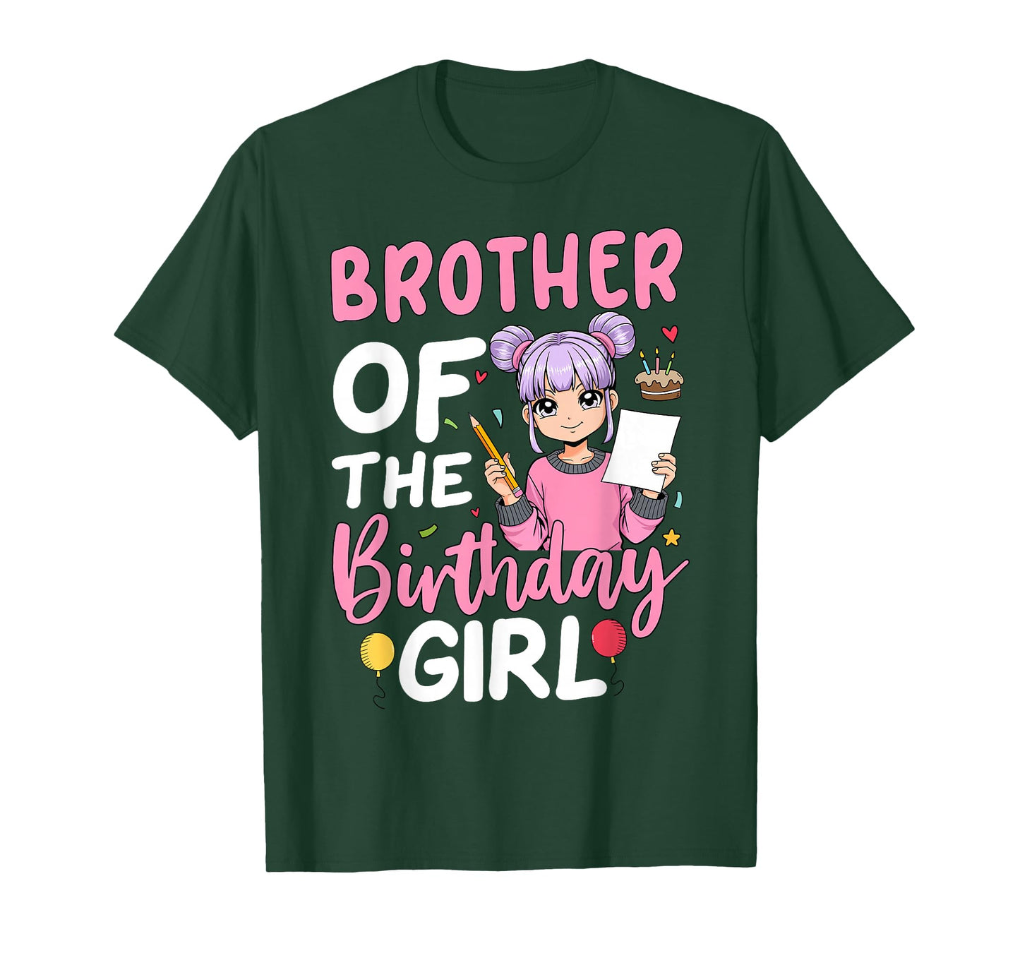 Brother Of The Birthday Girl Anime Sketching Girl Birthday T-Shirt