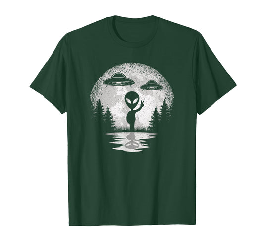 Alien Moon Space UFO Extraterrestrial Vintage Men Women Kids T-Shirt