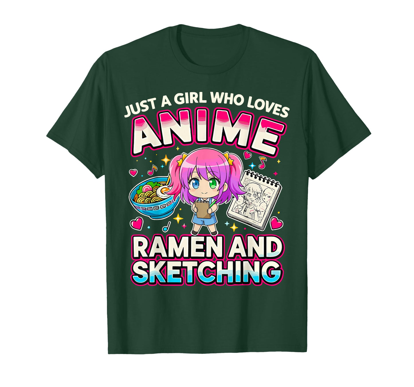 Just A Girl Who Loves Anime Ramen and Sketching T-Shirt