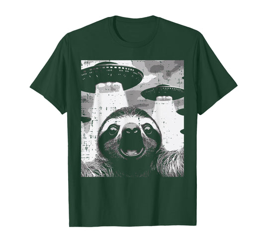 Sloth Selfie UFO Alien Funny Meme Men Women Boys Girls Kids T-Shirt
