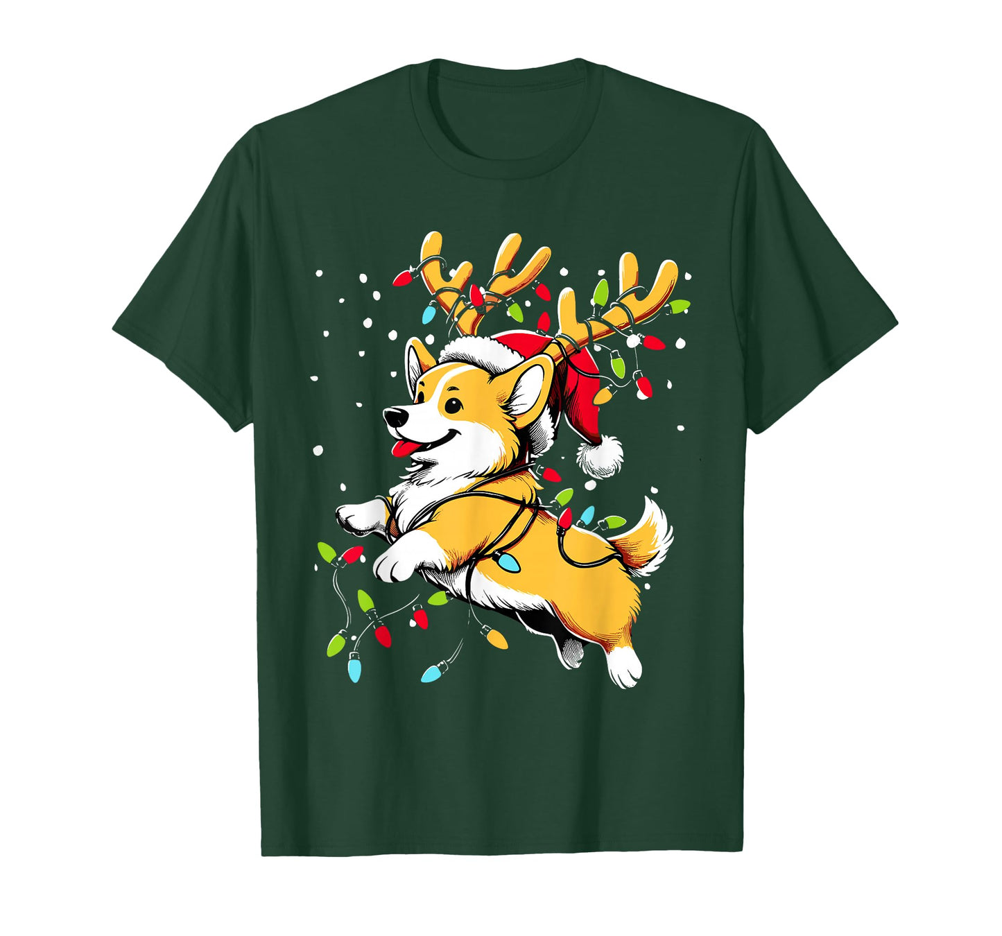 Corgi Santa Christmas Tree Lights, Funny Ugly Pajamas Women T-Shirt