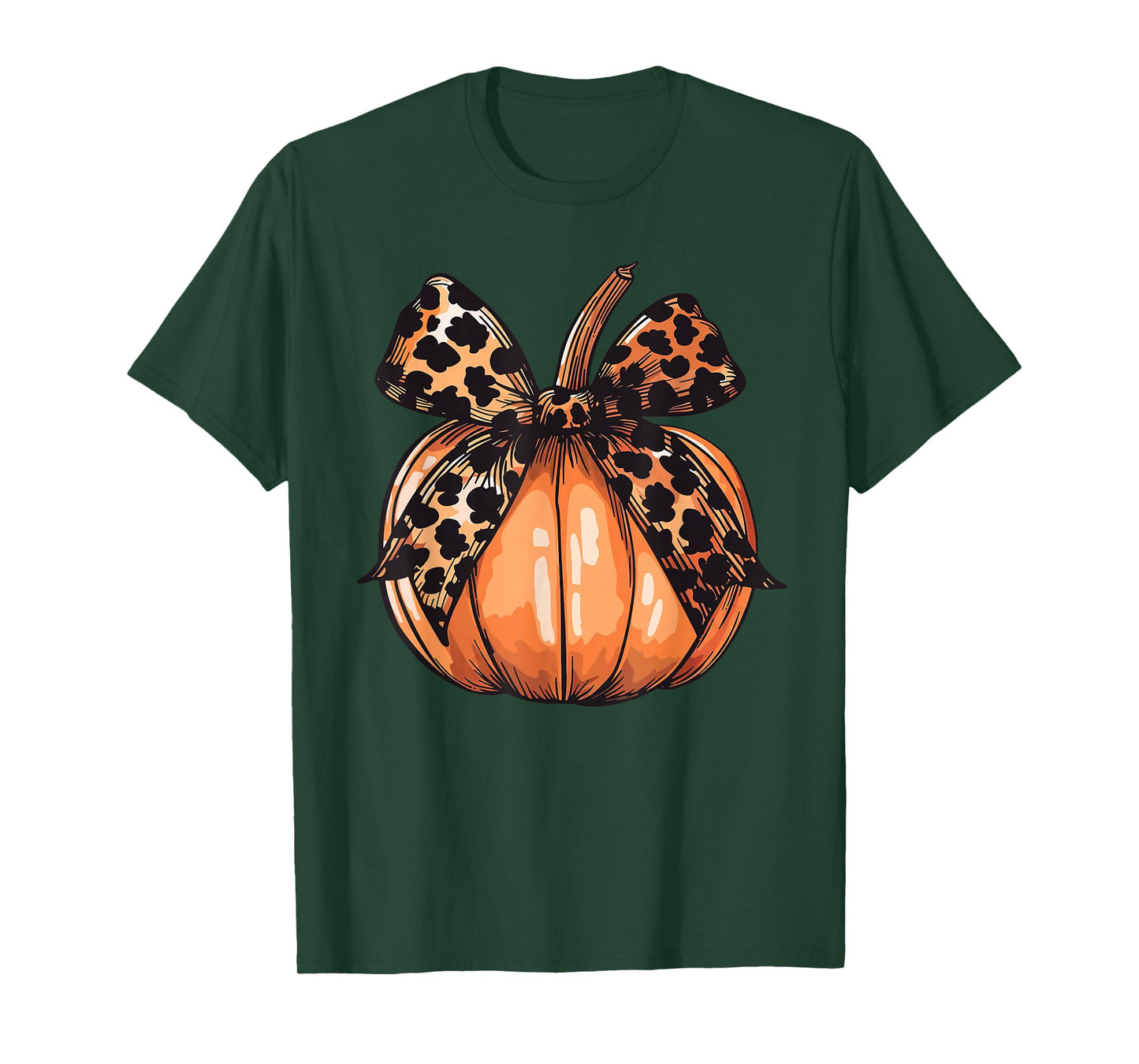 Leopard Coquette Bow Pumpkin Spooky Season Autumn Halloween T-Shirt