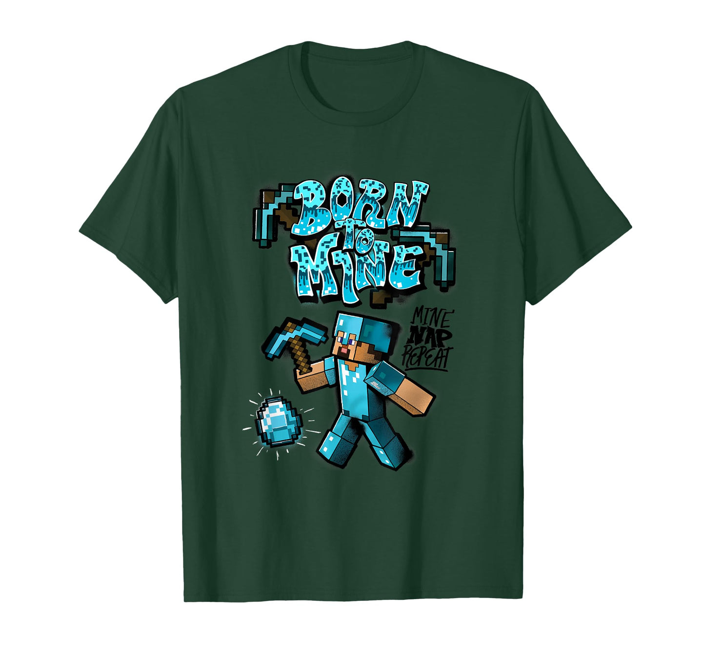 Minecraft Steve Diamond Armor Born To Mine T-Shirt