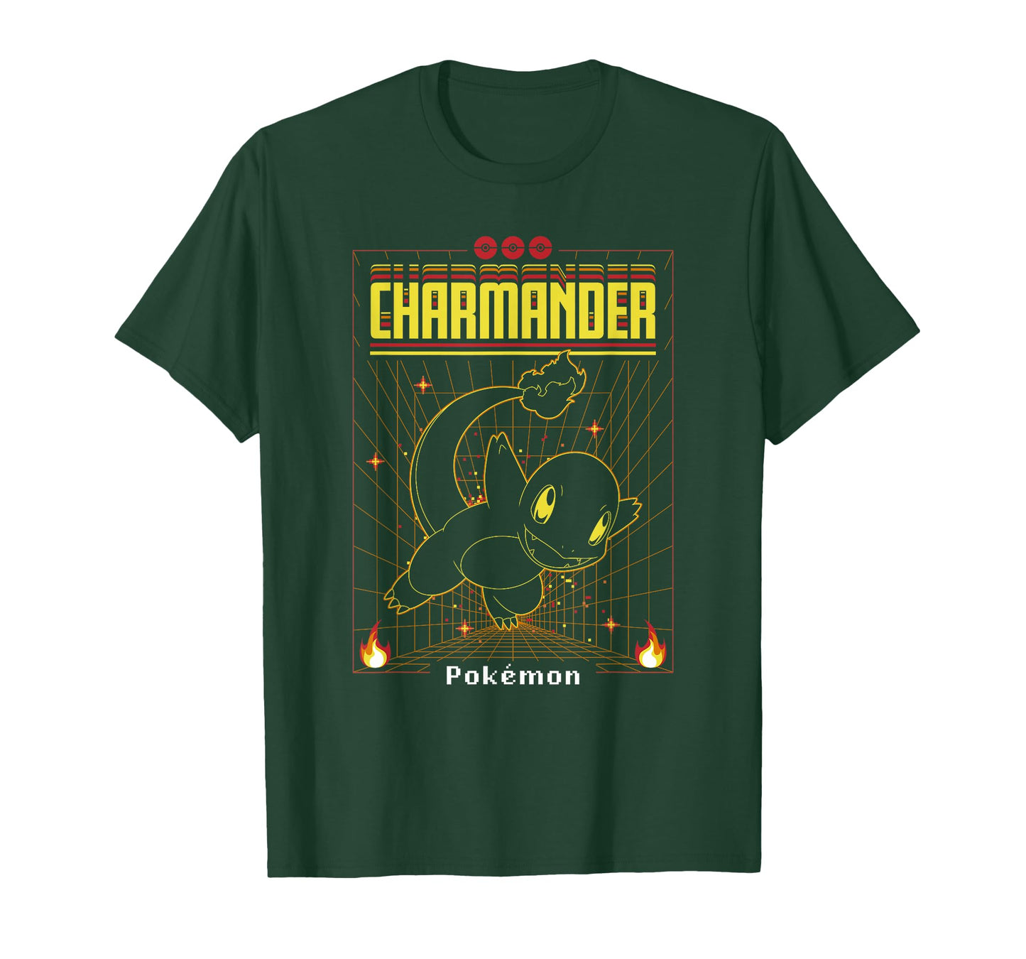Pokémon Charmander 3D Grid Schematic T-Shirt