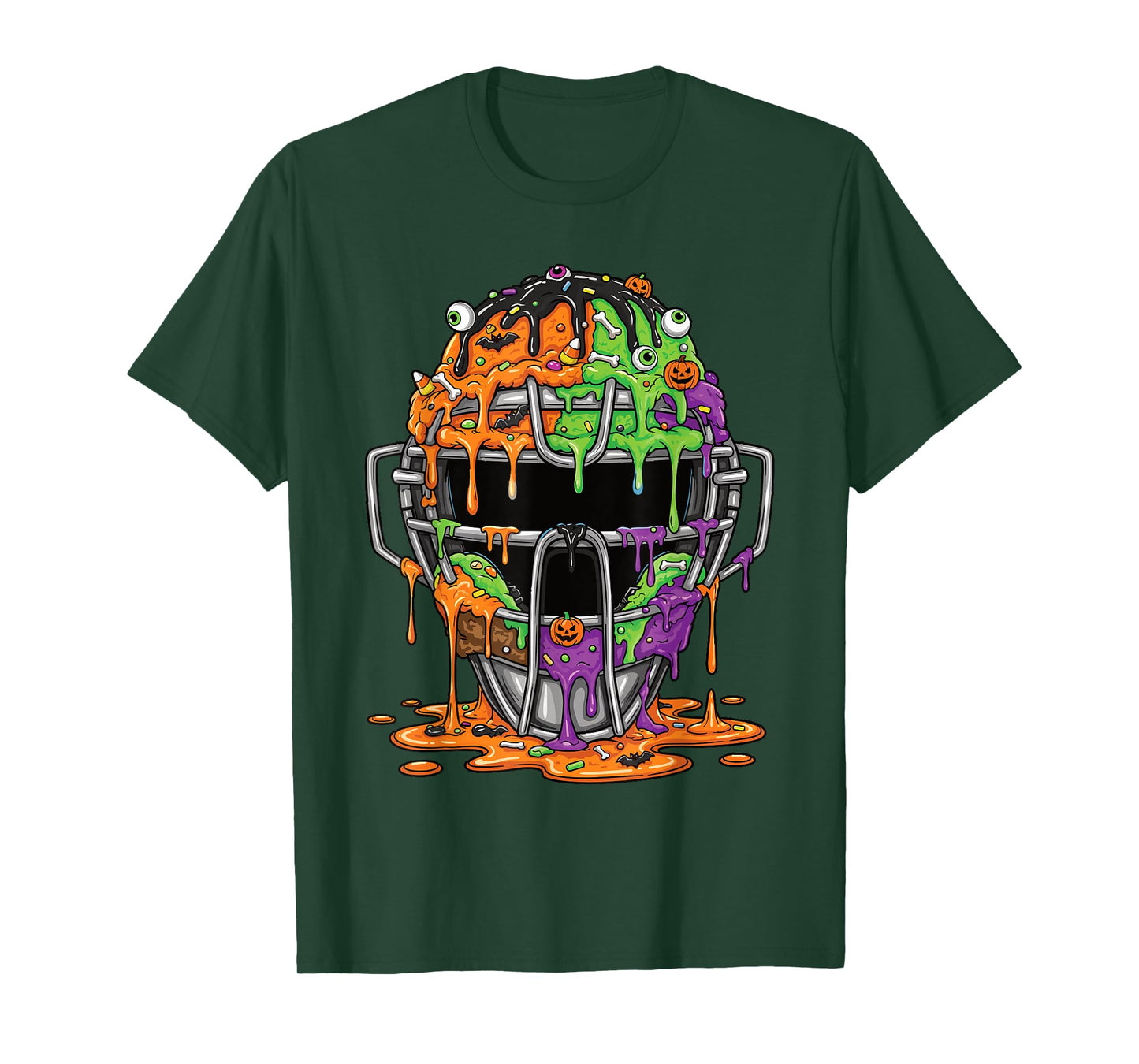 Baseball Catcher Mask Ice Cream Dripping Halloween Baseball T-Shirt