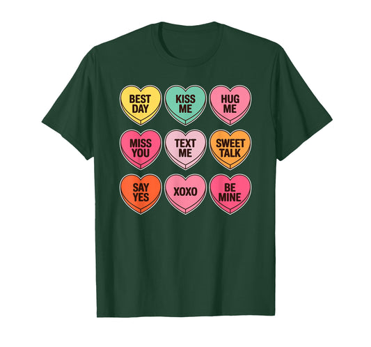 Candy Heart Messages Pastel Conversation Hearts Valentine T-Shirt