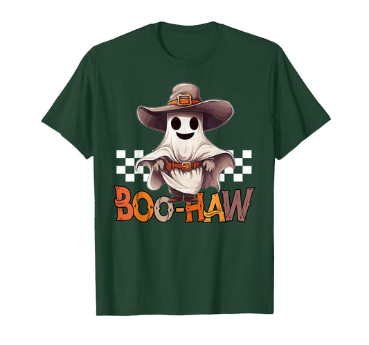 BOO-HAW Cowboy Ghost Country Western Halloween Men Women T-Shirt