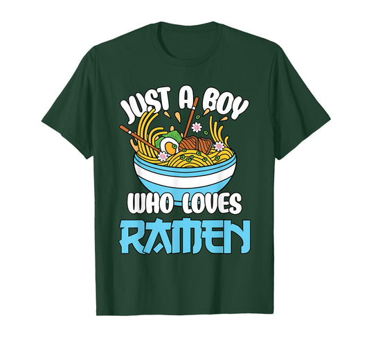 Just A Boy Who Loves Ramen Japanese Noodles Boys Kids T-Shirt