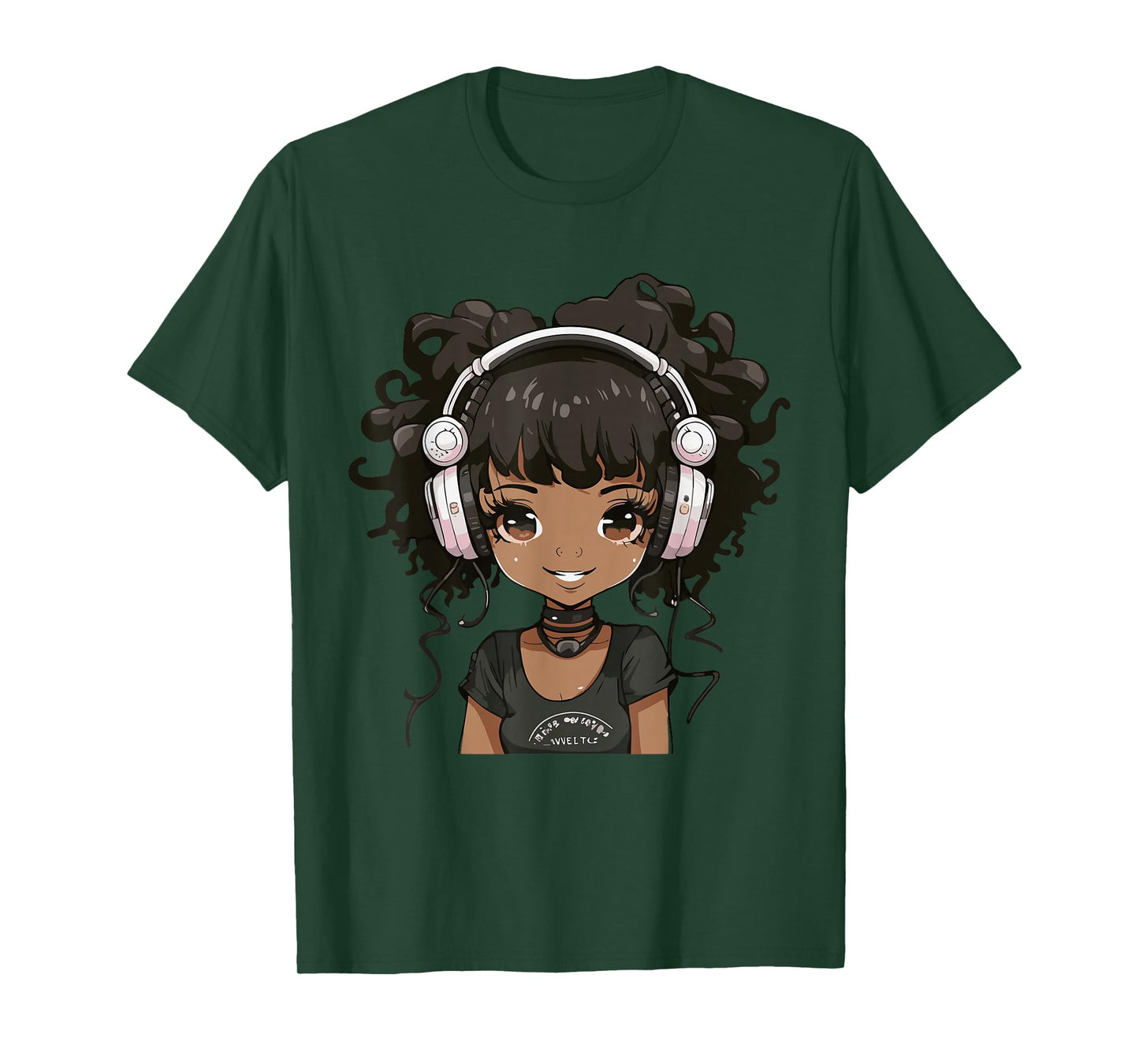 Anime and Music Black Girl Anime Merch Afro African American T-Shirt