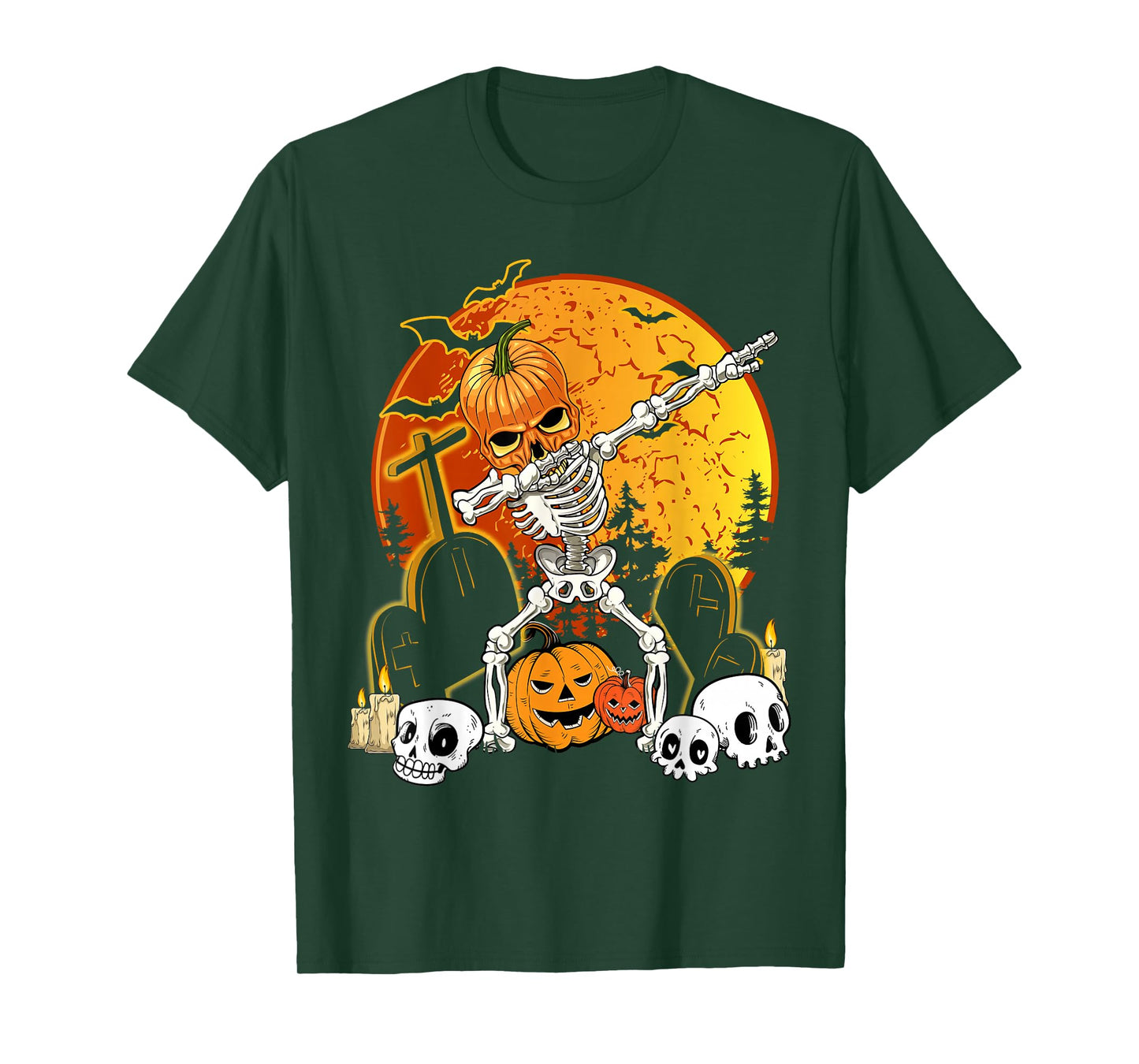Skeleton Halloween Pumpkin Jack O' Lantern Boys Kid Dab T-Shirt