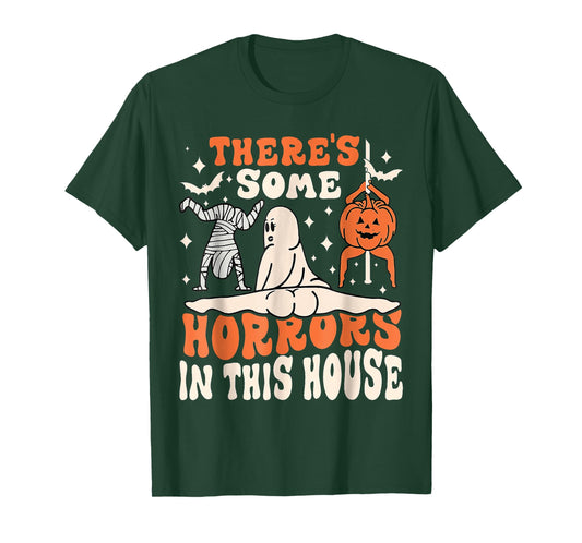 There's Some Horrors in This House Ghost Pumpkin Halloween T-Shirt
