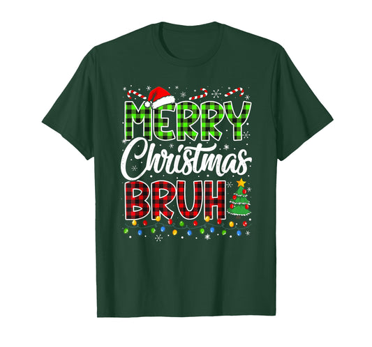 Merry Christmas Bruh Funny Teens Boys Kids Meme Xmas Lights T-Shirt