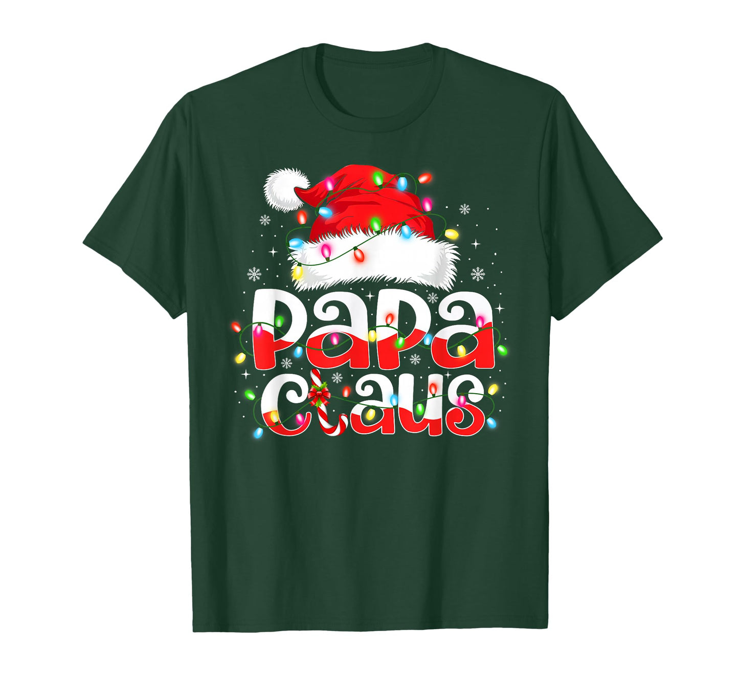 Papa Claus Shirt Christmas Lights Pajama Family Matching T-Shirt