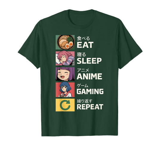 Eat Sleep Anime Gaming Repeat T-Shirt