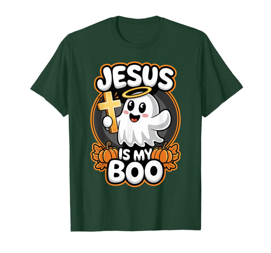 Jesus is My Boo Christian Faith Fall-O-Ween Cute Ghost Cross T-Shirt